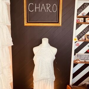 Cable & Gauge Ivory Sequin Dress Top & Shorts size M